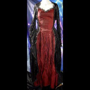 Vintage Eternal NYC Gothic Renaissance Dress in Burgundy with Black Velvet
